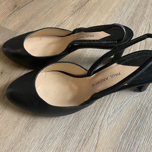 Paul Andrew Women's Black Leather Sling Back Closed Toe Heel Shoes 36 (6) - Picture 1 of 8